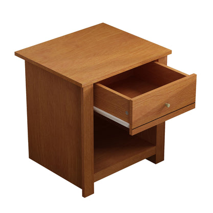 Galano Genoa Classic Nightstand, Bedside Table with Rustic Design Drawer, Night Stand for Bedroom, Open Shelf Storage End Table, Side Table, 16.5" D x 18.9" W x 20.1" H, Amber Walnut