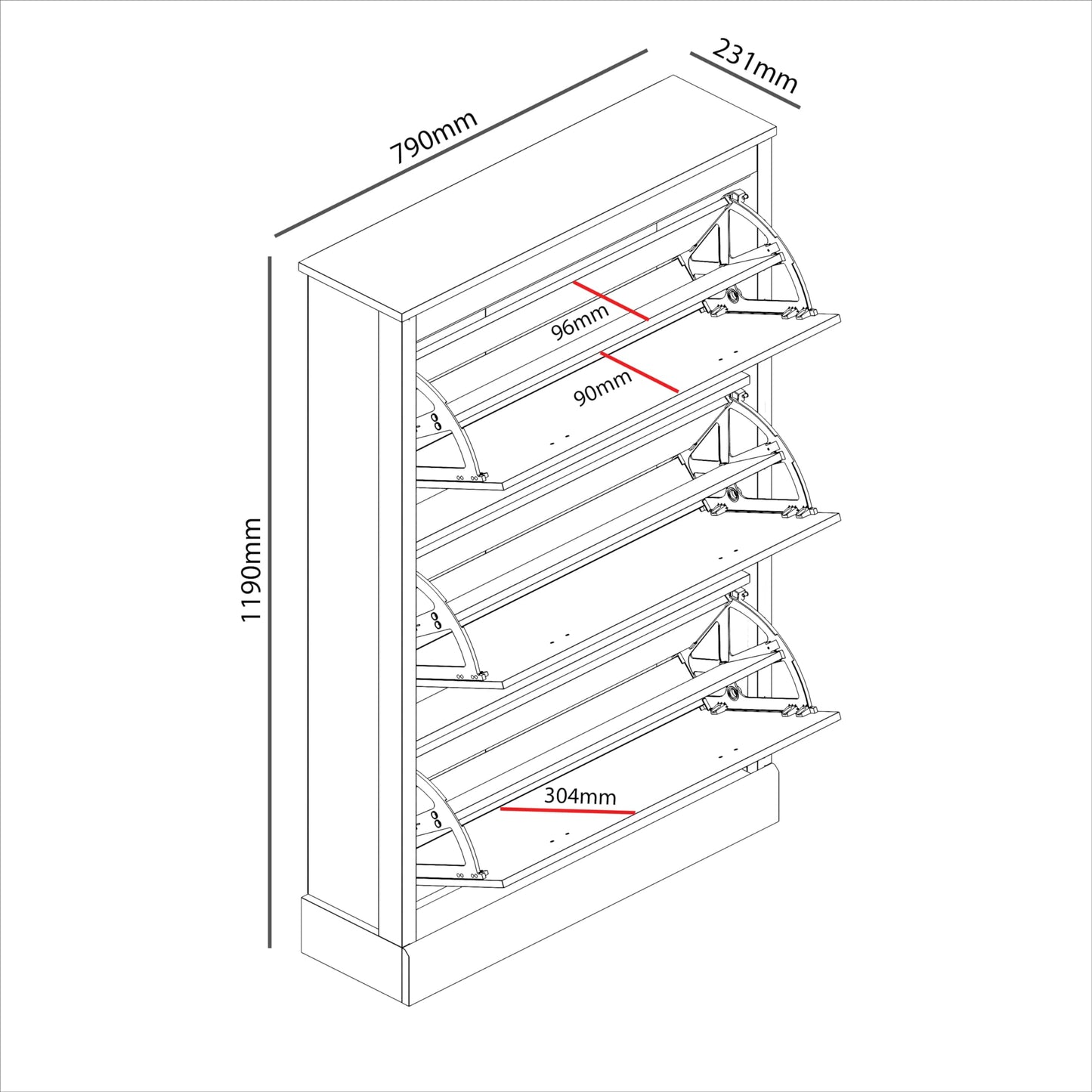 Galano Bristol Shoe Cabinet - 3 Door Folding Extendable Shoe Rack for Slim Storage Organiser in Hallway, Living Room or Entryway (Bristol, Dusty Grey Oak)