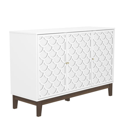 Galano Trafford 3 Door Sideboard - Storage Drawer Cabinet for Living Room, Bedroom, or Kitchen (Trafford, White)