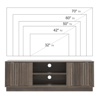 Galano Ryuki 2 Door TV Unit, Entertainment Centre for up to 65" TV, 150cm TV Unit with 2 Doors, TV Stand Cabinet for Living Room, Large Storage (Dark Oak)