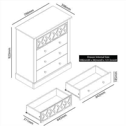 Galano Sufly 4 Drawer Chest - Chest of Drawers with Storage as Bedroom Furniture - Closet Organizers and Storage Cabinet for Hallway, Entryway - Ivory/Oak