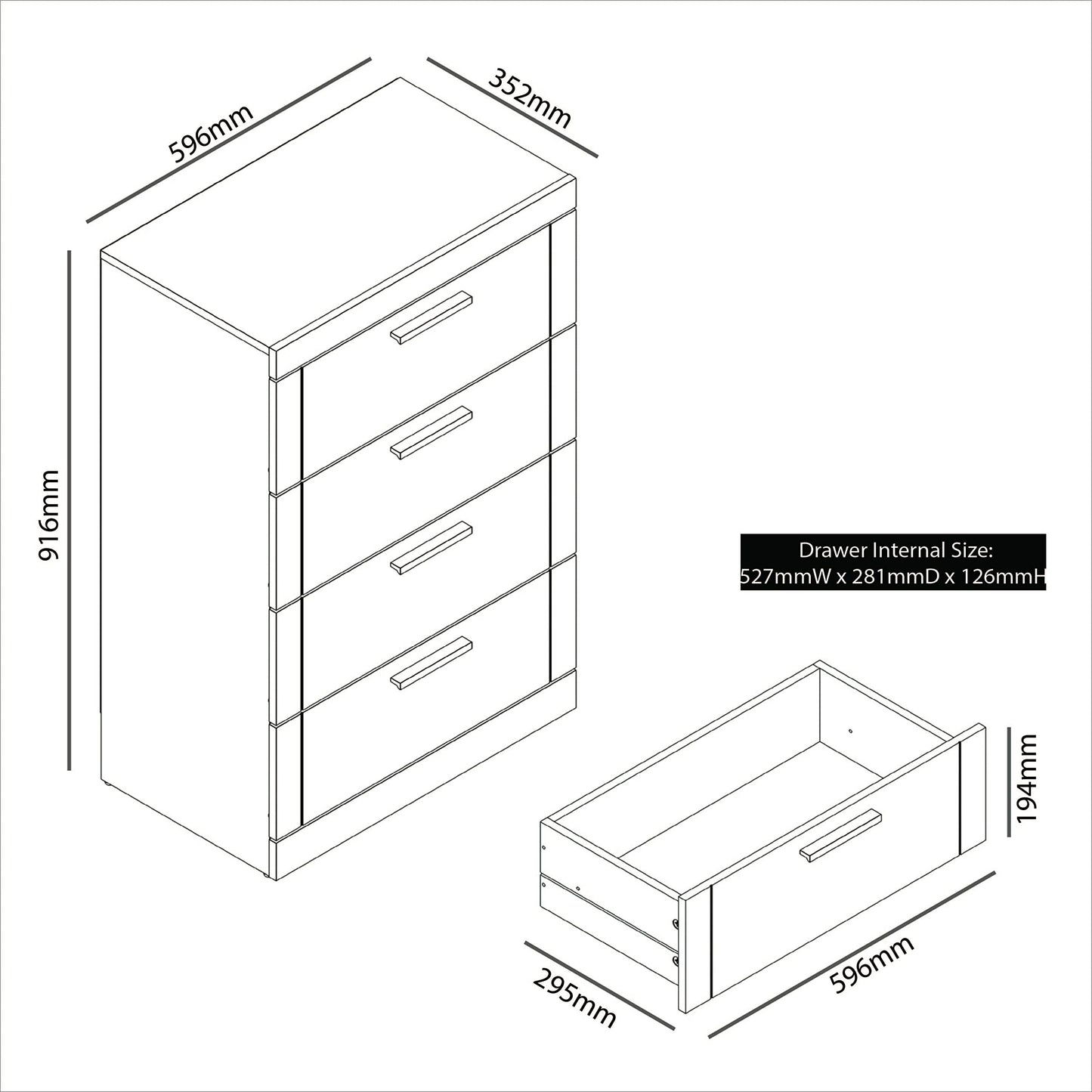 Galano Kimberley 4 Drawer Chest - Tall Drawer Chest with Storage for Bedroom - Chest of Drawers for Clothes - Storage Cabinet for Hallway, Entryway - Cool Grey