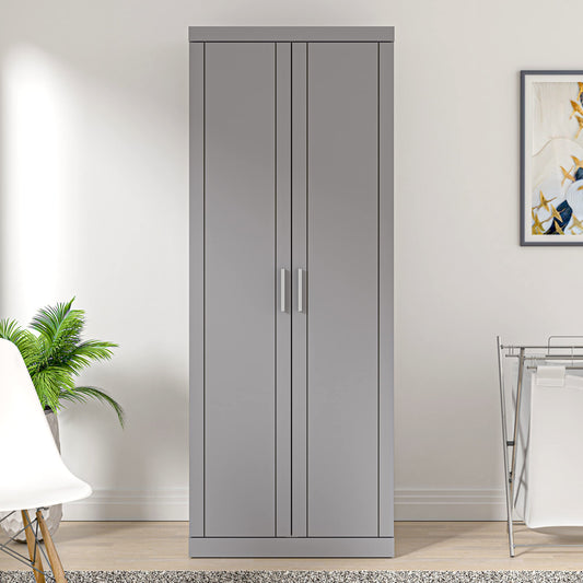 Galano Kimberley Wardrobe - 2 Door Wardrobe - Bedroom Furniture Unit with Hanging Rail Storage Wardrobe Organiser - ‎52.7 x 69.8 x 180.5 cm - Cool Grey