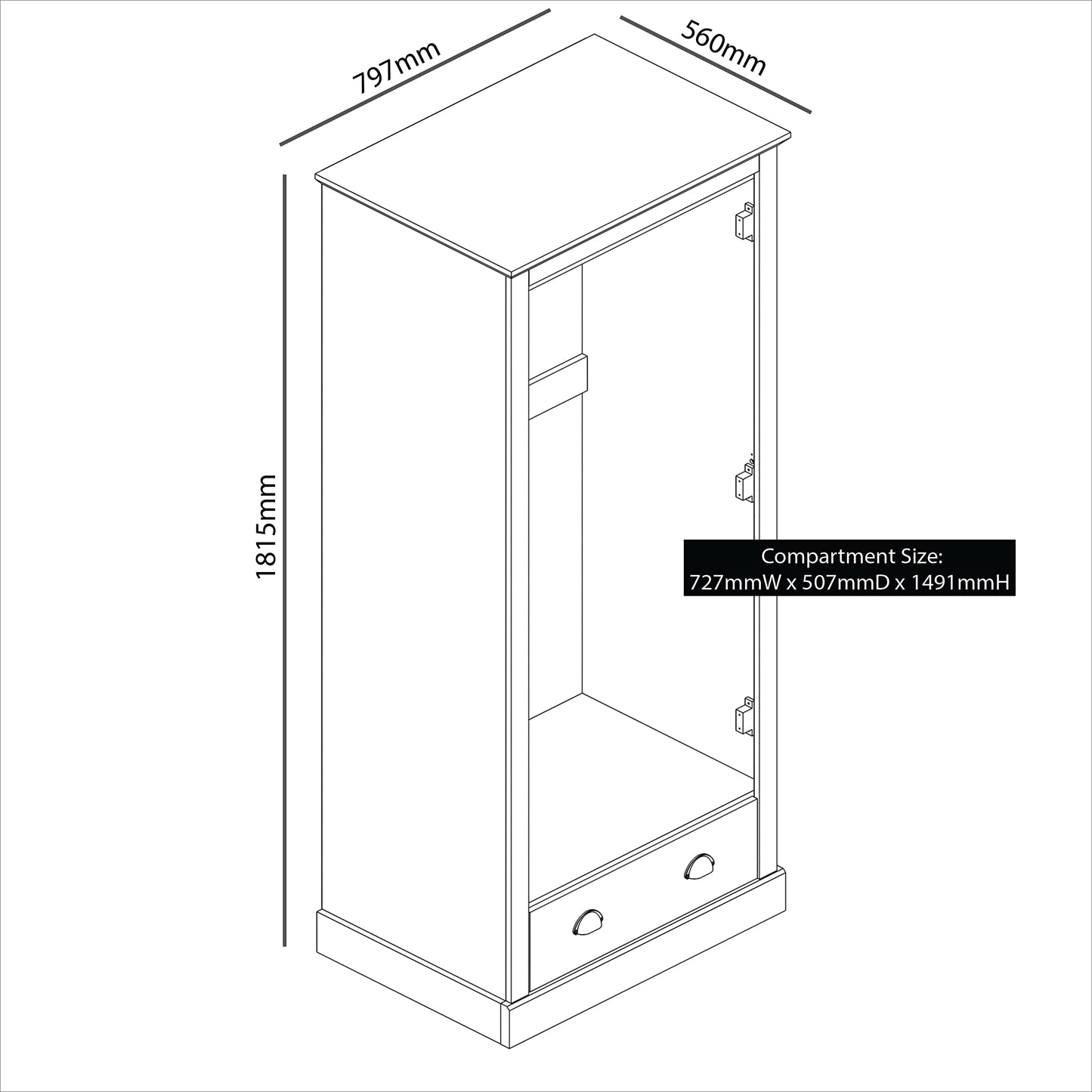 Galano Sufy 2 Door 1 Drawer Wardrobe - Minimalist Wardrobe - Bedroom Furniture Unit with Hanging Rail Storage and Drawer - Wardrobe Storage - W79.7 x D56 x H182cm - Light Grey