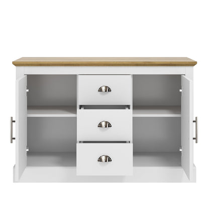 Galano Sufy 2 Door 3 Drawer Sideboard - Storage Cabinet with 2 Doors and 3 Drawers - Living Room & Hallway Storage Unit - D39.8 x W112.5 x H74.0cm (White)