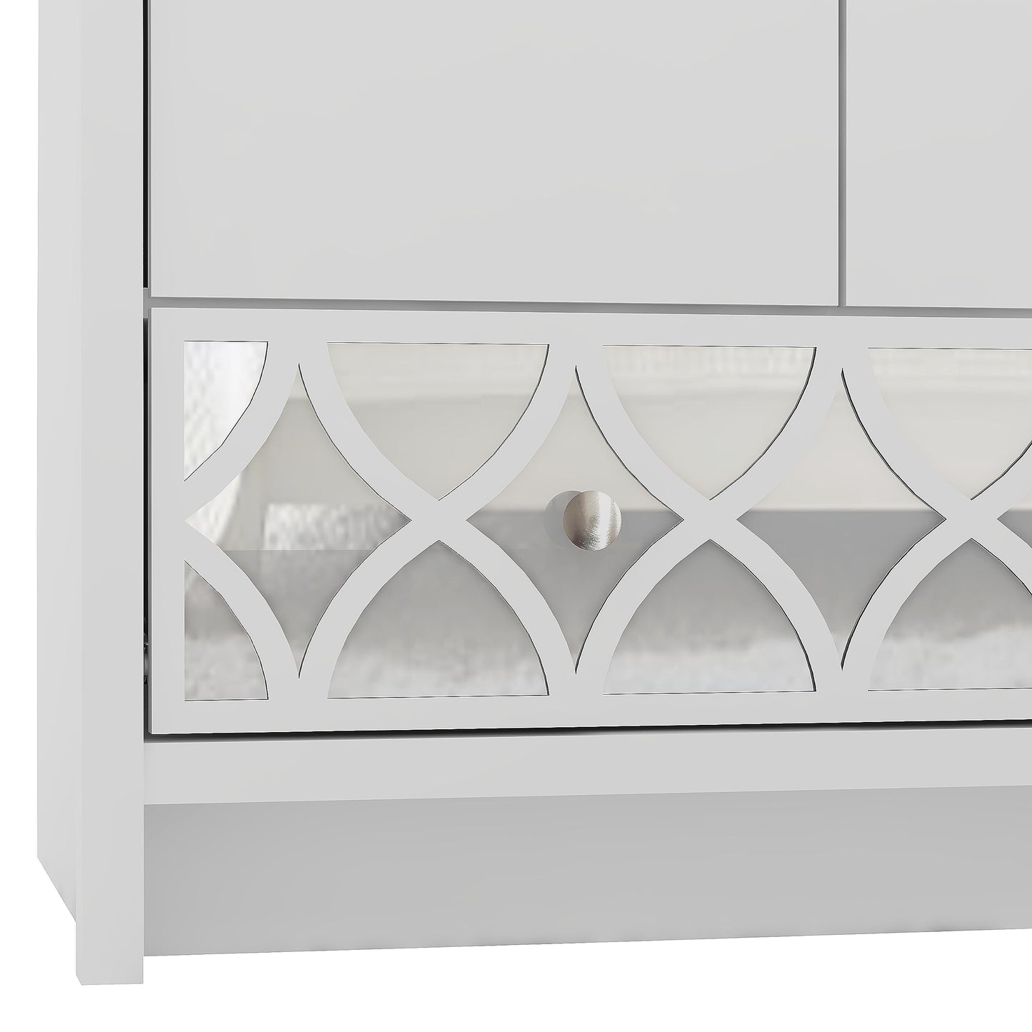 Galano Iris 4 Drawer Chest - Modern Cabinet with 1 Mirrored Drawers - Organizers and Storage for Bedroom – Console for Entryway - Hallway or Living Room - Grey,