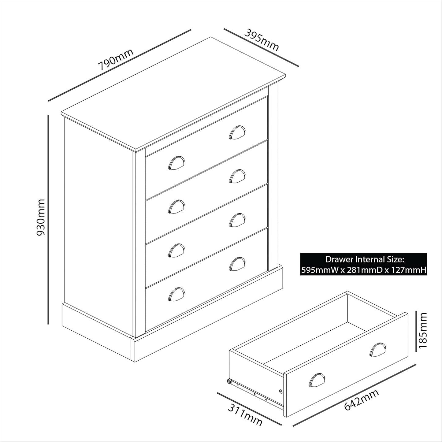 Galano Sufy 4 Drawer Chest - Wide Drawer Chest with Storage for Bedroom - Chest of Drawers for Clothes - Organizers and Storage Cabinet for Hallway - Entryway or Living Room - Light Grey