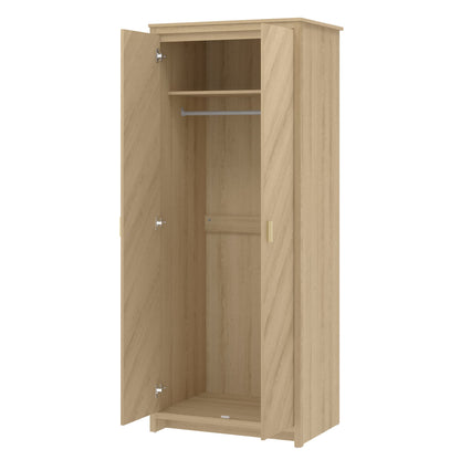 Galano Bonny 3 Door Wardrobe - Bedroom Furniture Unit with Hanging Rail Storage and Drawer, Wardrobe Storage Organizer (Oak)