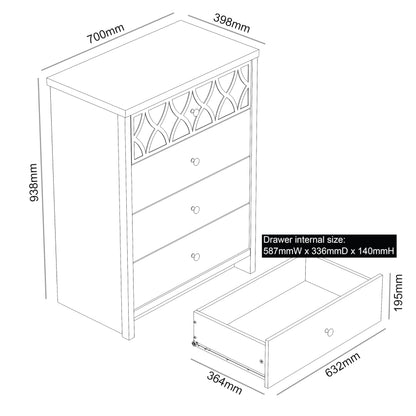 Galano Iris 4 Drawer Chest - Modern Cabinet with 1 Mirrored Drawers - Organizers and Storage for Bedroom – Console for Entryway - Hallway or Living Room - Sage Green