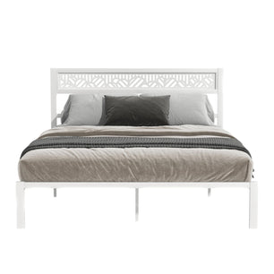 Galano Candence Arch Queen Metal Platform Bed Frame, Steel Slat Support, No Box Spring Needed, Easy Assembly, White