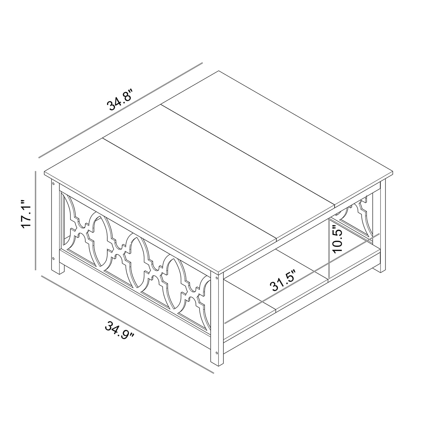 Galano Heron Modern Coffee Table for Living Room, Wood Square Center Table with Storage Shelf, Wooden Accent Cocktail Table for Home Office Small Apartment, 34.8" D x 34.9" W x 17.1" H, Knotty Oak