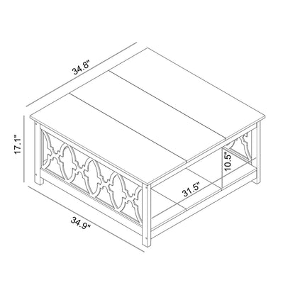 Galano Heron Modern Coffee Table for Living Room, Wood Square Center Table with Storage Shelf, Wooden Accent Cocktail Table for Home Office Small Apartment, 34.8" D x 34.9" W x 17.1" H, Knotty Oak