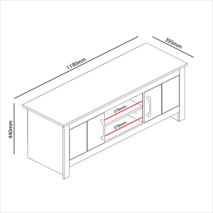 Galano Limestone TV Unit - TV Stand Cabinet for up to 50-inch TV for Living Room or Bedroom, 40 x 119 x 43.8 cm 2-Door TV Table Storage Unit - Light Grey