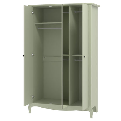 Galano Stella 2 Door Wardrobe - Stylish & Sturdy Wardrobe with Bar Gold Metal Handle - Bedroom Furniture Unit with Hanging Rail Storage (Light Green)