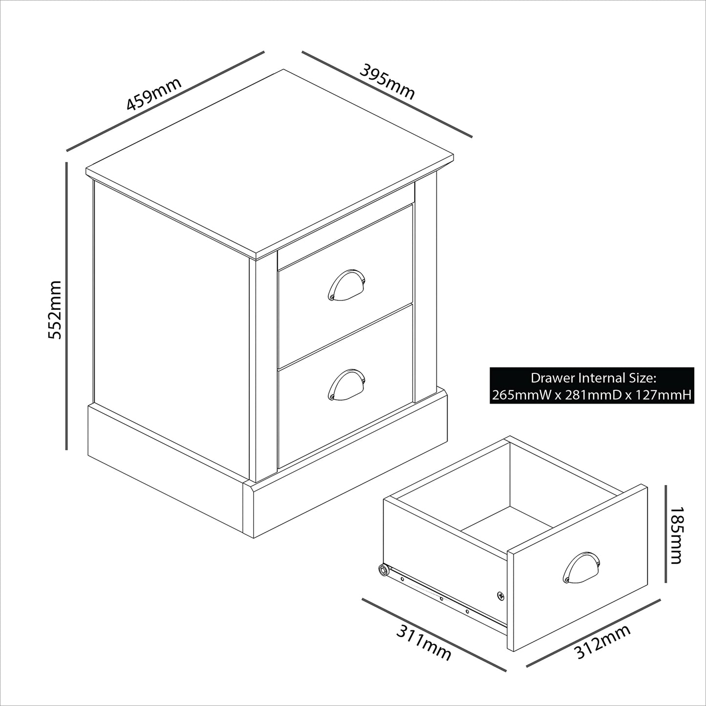 Galano Sufy 2 Drawer Bedside - Small Side Table, End Table with Storage for Bedroom - Chest of Drawers for Clothes - Organizers and Storage Cabinet for Hallway, Entryway, Living Room - Light Grey