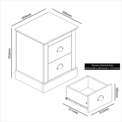 Galano Sufy 2 Drawer Bedside - Small Side Table, End Table with Storage for Bedroom - Chest of Drawers for Clothes - Organizers and Storage Cabinet for Hallway, Entryway, Living Room - Light Grey