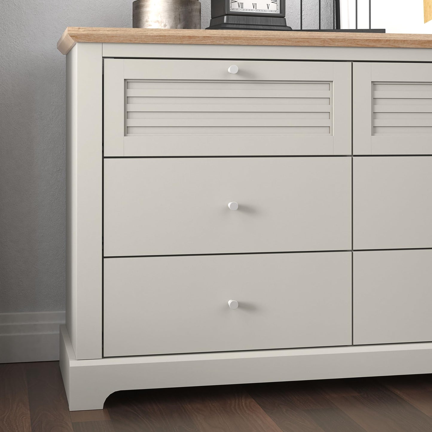 Galano Milan 4 Drawer Chest - Chest of Drawer with Storage for Bedroom - Organizers and Storage Cabinet for Hallway - Entryway or Living Room (Light Grey/Oak)