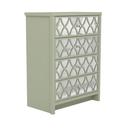 Galano Iris 4 Drawer Chest - Modern Cabinet with 4 Mirrored Drawers - Organizers and Storage for Bedroom – Console for Entryway - Hallway or Living Room - Sage Green