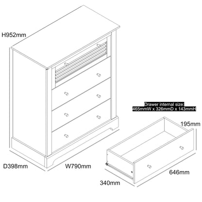 Galano Milan 4 Drawer Chest - Chest of Drawer with Storage for Bedroom - Organizers and Storage Cabinet for Hallway - Entryway or Living Room (Ivory/Oak,)