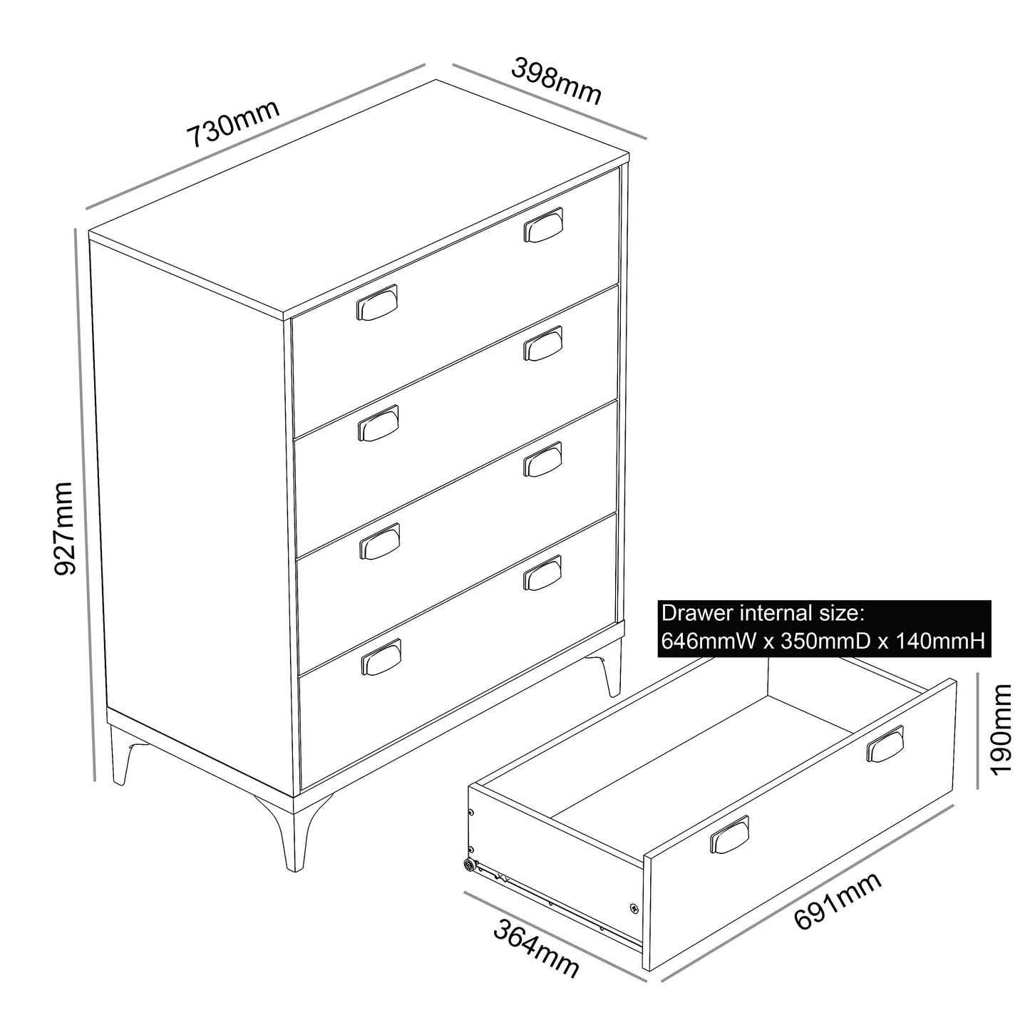 Galano Lawrence 2 Drawer Bedside Table - Bedside Dresser for Bedroom - Organizers and Storage Cabinet for Hallway, Entryway, Living Room, (Knotty Oak)