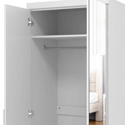 Galano Kimberley 2 Door Wardrobe with Mirror - Stylish & Sturdy Wardrobe - Bedrrom Furniture with Hanging Rail Storage (Cool Grey)