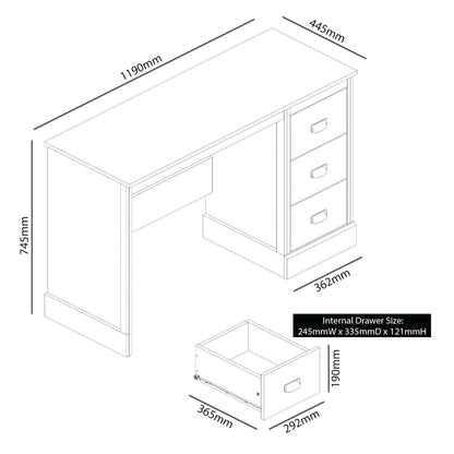 Galano Bristol Study Desk - 3 Drawers Storage Unit - Engineered Wood Desk with Storage Cabinet - Computer Desk, Writing Table, PC Workstation for Home Office (Knotty Oak)