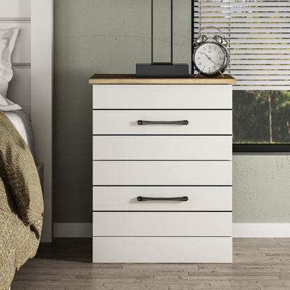 Galano Elis 2 Drawer Bedside, Bedside Table with Drawer, Nightstand Lamp, End Table, Side Table, Drawer Glides, Engineered Wood, Ultra Fast Assembly and Tool-Free (Ivory/Knotty Oak)