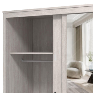 Galano Bristol 2 Door Sliding Wardrobe - Space Saving Stylish and Sturdy 2 Door Wardrobe - Bedroom Furniture Unit with Hanging Rail Storage (Dusty Grey Oak)