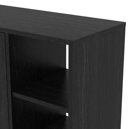 Galano Hansel 12 Pairs Shoe Cabinet - 2 Door Shoe Storage Unit, Modern Shoe Rack, Standing Shoe Organizer for Hallway - D29.6 x W79.6 x H64.5 cm - Rustic Black Oak