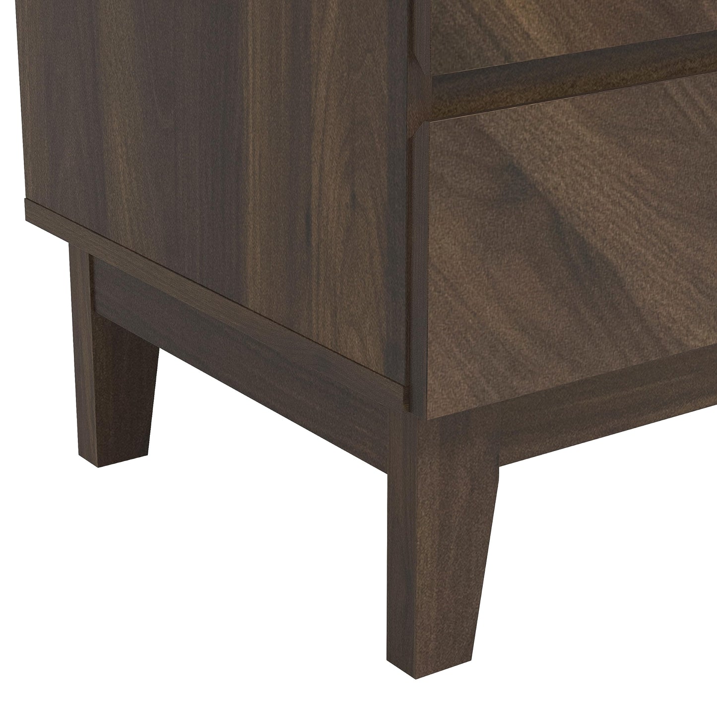 Galano Hanwell 2 Drawer Side Table, Stylish Fishborne Design End Table with Drawer Open Shelf Stable Sturdy Engineered Wooden Nightstand Storage for Small Spaces/Living Room/Bedroom (Walnut)