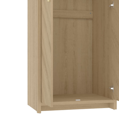 Galano Bonny 3 Door Wardrobe - Bedroom Furniture Unit with Hanging Rail Storage and Drawer, Wardrobe Storage Organizer (Oak)