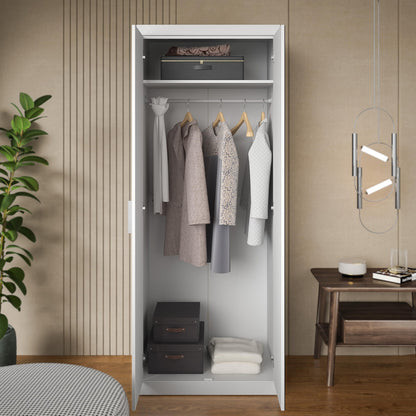 Galano Kimberley 2 Door Wardrobe with Mirror - Stylish & Sturdy Wardrobe - Bedrrom Furniture with Hanging Rail Storage (Cool Grey)