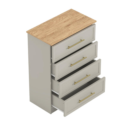 Galano Cleverton 4 Drawer Chest - Chest of Drawers with Storage for Bedroom - Closet Organizers and Storage Cabinet for Hallway, Entryway (Ivory/Oak)