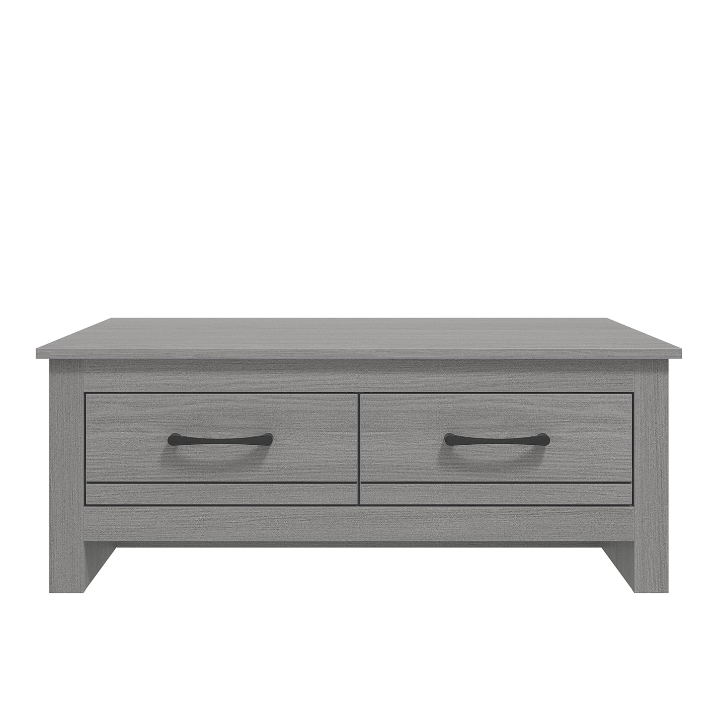 Galano Limestone Coffee Table - 2 Drawer Storage Unit - Engineered Wood Storage Cabinet, Rectangular Living Room Table with Storage (Dark Grey)