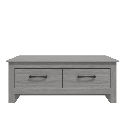 Galano Limestone Coffee Table - 2 Drawer Storage Unit - Engineered Wood Storage Cabinet, Rectangular Living Room Table with Storage (Dark Grey)