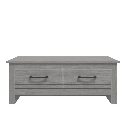 Galano Limestone Coffee Table - 2 Drawer Storage Unit - Engineered Wood Storage Cabinet, Rectangular Living Room Table with Storage (Dark Grey)