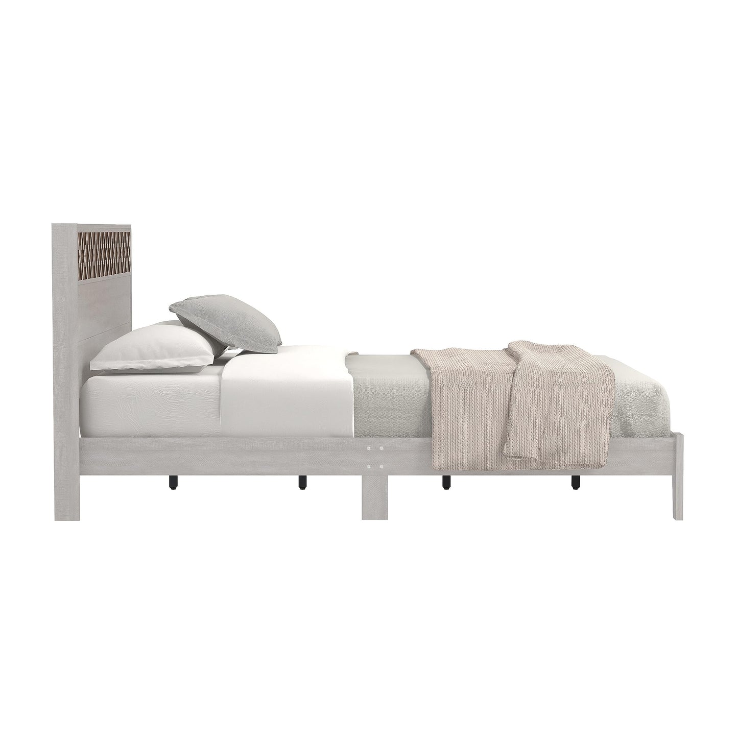 Galano Aideliz Queen-Bettrahmen mit Kopfteil, Matratzenunterlage mit Holzlattenunterstützung, kein Boxspring erforderlich, 64,17" L x 85,31" B x 40,16" H, Staubgraue Eiche