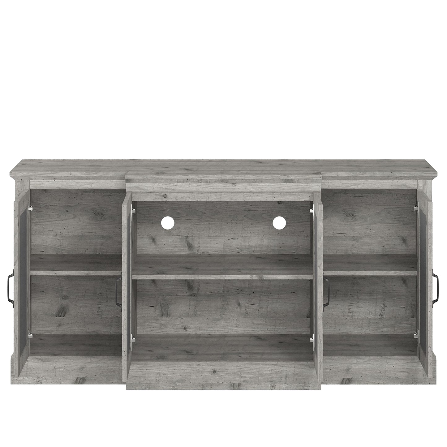 Galano Millicent Wide Sideboard Buffet Cabinet, Kitchen Storage Cabinet with Acrylic Mirror Doors, Cupboard Console Table, Rustic Farmhouse Buffet Display for Coffee Bar, Dusty Grey Oak