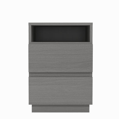 Galano Anderson 2 Drawer Side Table with Shelf - Storage Cabinet for Hallway - Entryway - Foyer - Living Room - Bedroom - Space Saving (Cool Grey Oak)