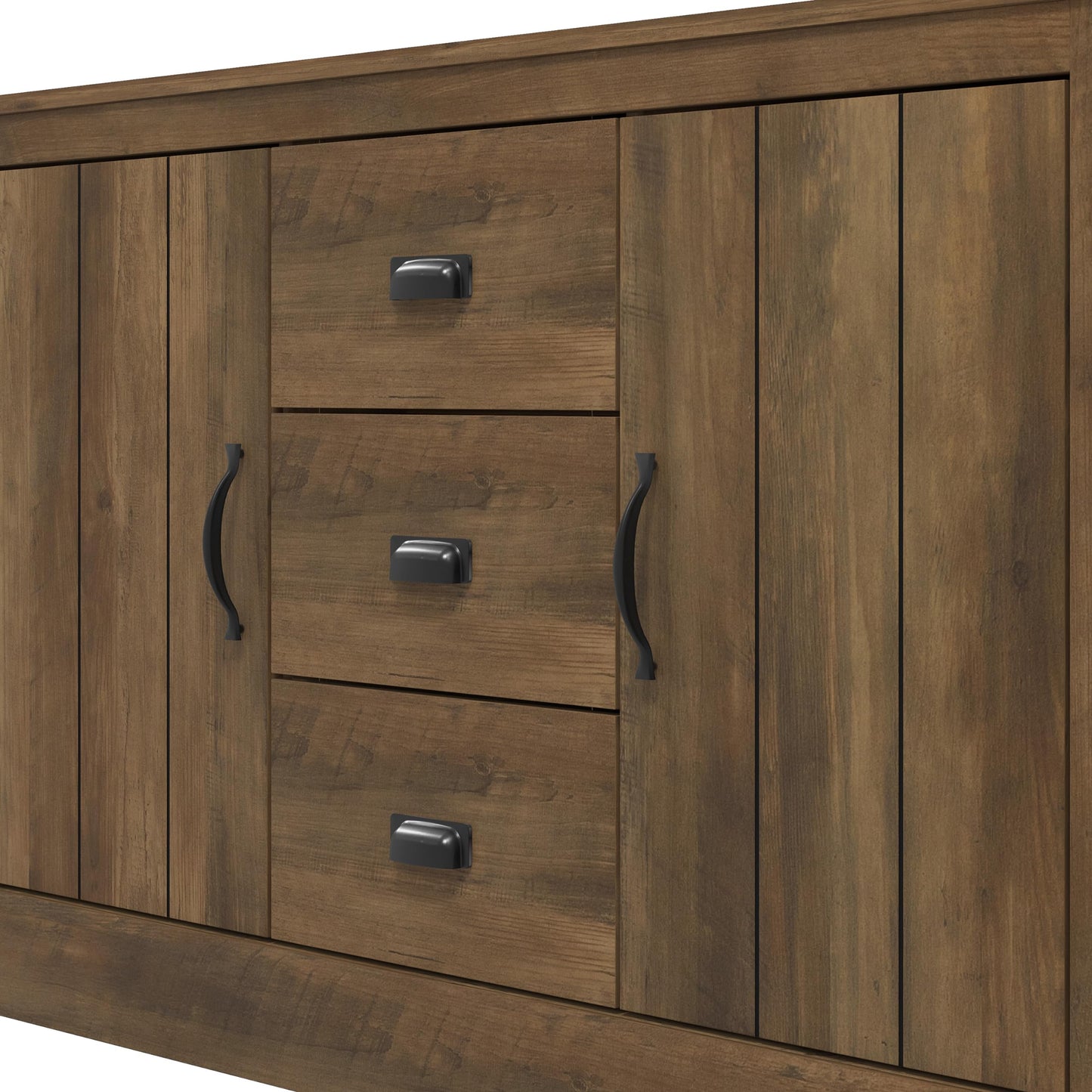 Galano Bristol 2 Door 3 Drawer Sideboard - Storage Cabinet - Organizer Console - 39.8D x 113W x 72.6H centimetres - Adjustable Shelves - Dusty Grey Oak