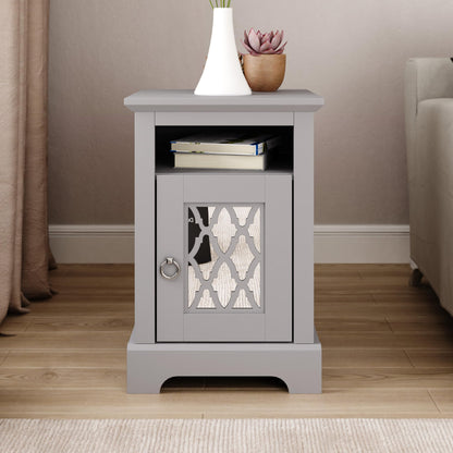 Galano Novara 1 Door Side Table with Shelf - Storage Cabinet for Hallway - Entryway - Foyer - Living Room - Bedroom - Space Saving (Cool Grey)