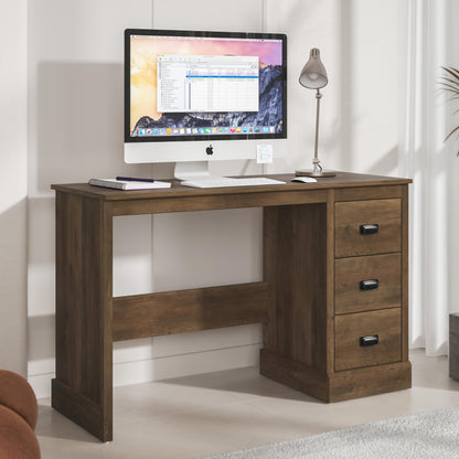 Galano Bristol Study Desk - 3 Drawers Storage Unit - Engineered Wood Desk with Storage Cabinet - Computer Desk, Writing Table, PC Workstation for Home Office (Knotty Oak)