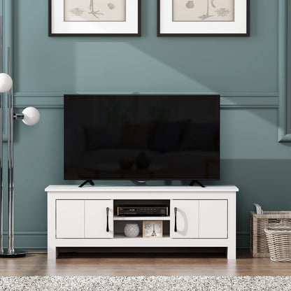 Galano Limestone TV Unit - TV Stand Cabinet for up to 50-inch TV for Living Room or Bedroom, 40 x 119 x 43.8 cm 2-Door TV Table Storage Unit - Light Grey