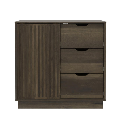 Galano Ryuki 2 Door 3 Drawer Sideboard - Storage Drawer Cabinet for Living Room, Bedroom, or Kitchen (Riviera Eichi)