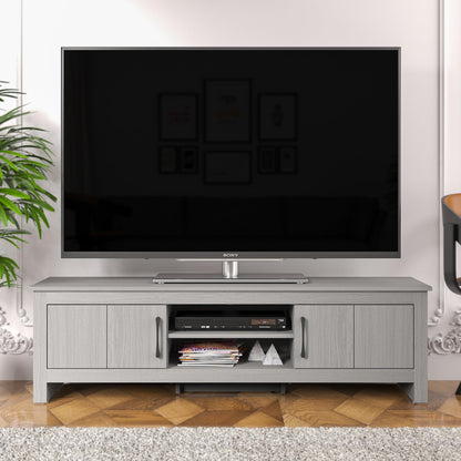 Galano Limestone Wide TV Unit - Entertainment Centre for up to 65" TV - TV Unit with 2 Doors (Dark Grey)