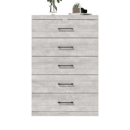 Galano Elis Wooden 5 Drawer Dresser for Bedroom with Interlock, Modern Storage Chest for Nursery and Children Room, 15.8" D x 31.5" W x 47.2" H, Dusty Grey Oak