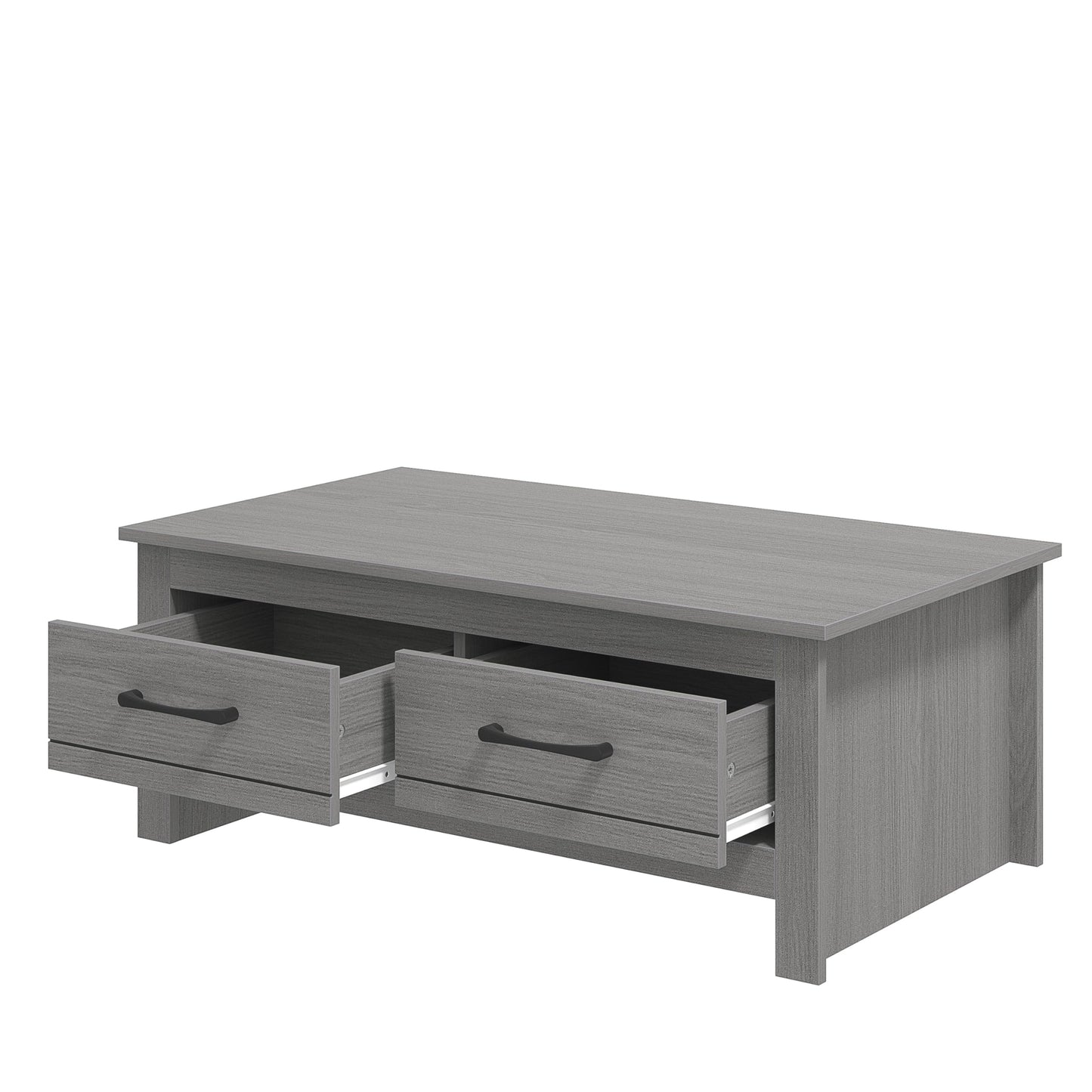 Galano Limestone Coffee Table - 2 Drawer Storage Unit - Engineered Wood Storage Cabinet, Rectangular Living Room Table with Storage (Dark Grey)