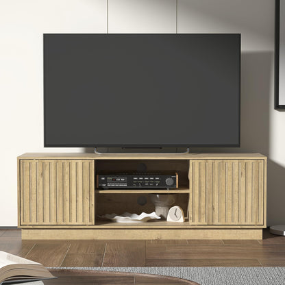 Galano Ryuki 2 Door TV Unit, Entertainment Centre for up to 65" TV, 150cm TV Unit with 2 Doors, TV Stand Cabinet for Living Room, Large Storage (Dark Oak)