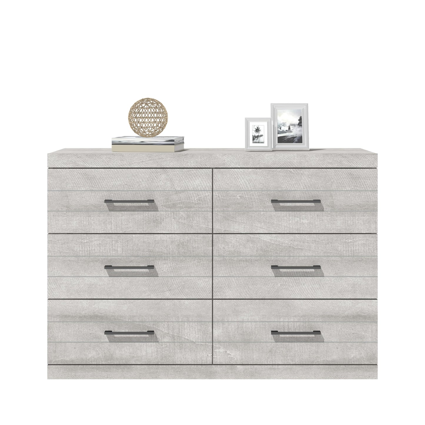 Galano Hamsper Wooden 6 Drawer Dresser Interlock for Bedroom, Wide Chest of Drawers for Children and Nursery, Closet Organizer Storage for Kids, 16.1" D x 46.5" W x 31.0" H, Dusty Grey Oak