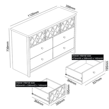 Galano Iris 4 Drawer Chest - Modern Cabinet with 1 Mirrored Drawers - Organizers and Storage for Bedroom – Console for Entryway - Hallway or Living Room - Grey,